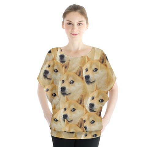 Doge, Memes, Pattern Batwing Chiffon Blouse by nateshop