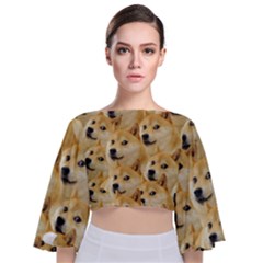 Doge, Memes, Pattern Tie Back Butterfly Sleeve Chiffon Top by nateshop