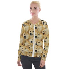 Doge, Memes, Pattern Velvet Zip Up Jacket by nateshop