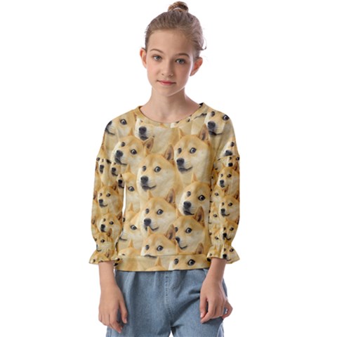 Doge, Memes, Pattern Kids  Cuff Sleeve Top by nateshop