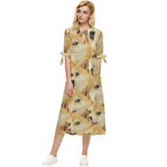 Doge, Memes, Pattern Bow Sleeve Chiffon Midi Dress by nateshop