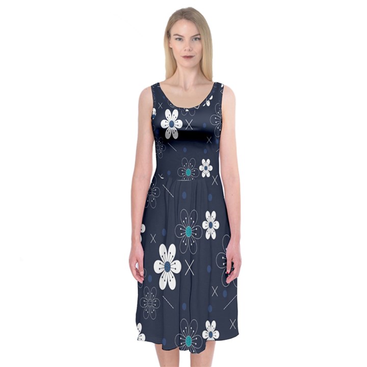 Flowers Pattern , Pattern, Flowers, Texture Midi Sleeveless Dress