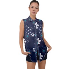 Flowers Pattern , Pattern, Flowers, Texture Sleeveless Chiffon Button Shirt