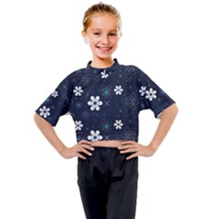 Flowers Pattern , Pattern, Flowers, Texture Kids Mock Neck T-Shirt