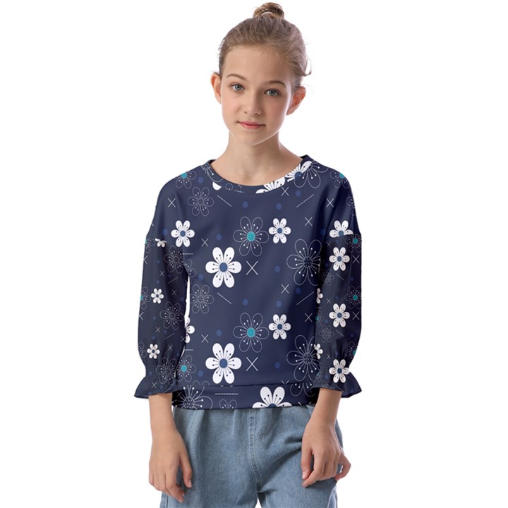 Flowers Pattern , Pattern, Flowers, Texture Kids  Cuff Sleeve Top