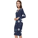 Flowers Pattern , Pattern, Flowers, Texture Long Sleeve V-Neck Bodycon Dress  View2