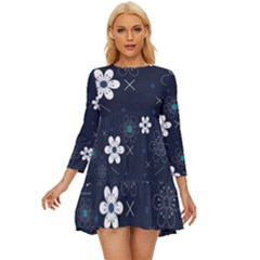 Flowers Pattern , Pattern, Flowers, Texture Long Sleeve Babydoll Dress