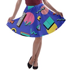 Geometric Shapes Material Design, Lollipop, Lines A-line Skater Skirt by nateshop