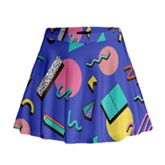 Geometric Shapes Material Design, Lollipop, Lines Mini Flare Skirt by nateshop