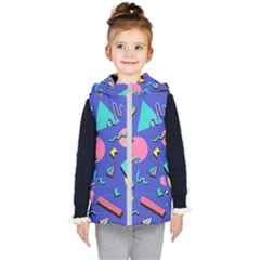 Geometric Shapes Material Design, Lollipop, Lines Kids  Hooded Puffer Vest