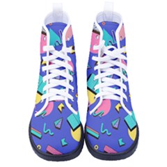 Geometric Shapes Material Design, Lollipop, Lines Kid s High-top Canvas Sneakers by nateshop