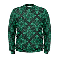 Green Damask Pattern Vintage Floral Pattern, Green Vintage Men s Sweatshirt by nateshop