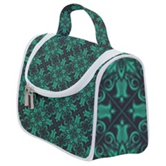 Green Damask Pattern Vintage Floral Pattern, Green Vintage Satchel Handbag by nateshop