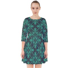 Green Damask Pattern Vintage Floral Pattern, Green Vintage Smock Dress by nateshop