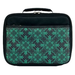 Green Damask Pattern Vintage Floral Pattern, Green Vintage Lunch Bag by nateshop