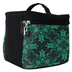 Green Damask Pattern Vintage Floral Pattern, Green Vintage Make Up Travel Bag (small) by nateshop