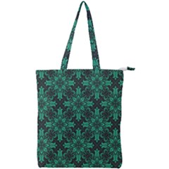 Green Damask Pattern Vintage Floral Pattern, Green Vintage Double Zip Up Tote Bag by nateshop