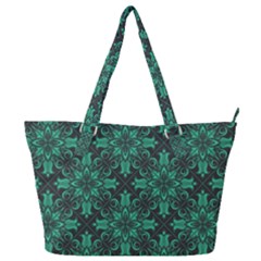 Green Damask Pattern Vintage Floral Pattern, Green Vintage Full Print Shoulder Bag by nateshop