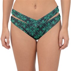 Green Damask Pattern Vintage Floral Pattern, Green Vintage Double Strap Halter Bikini Bottoms by nateshop