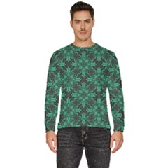 Green Damask Pattern Vintage Floral Pattern, Green Vintage Men s Fleece Sweatshirt by nateshop