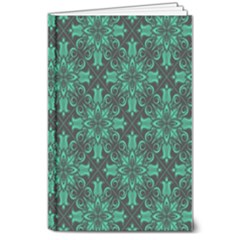 Green Damask Pattern Vintage Floral Pattern, Green Vintage 8  X 10  Hardcover Notebook by nateshop