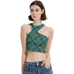 Green Damask Pattern Vintage Floral Pattern, Green Vintage Cut Out Top by nateshop