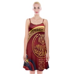 Holiday, Chinese New Year, Year Of The Tiger Spaghetti Strap Velvet Dress by nateshop