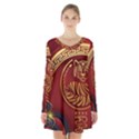 Holiday, Chinese New Year, Year Of The Tiger Long Sleeve Velvet V-neck Dress View1