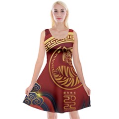 Holiday, Chinese New Year, Year Of The Tiger Reversible Velvet Sleeveless Dress by nateshop