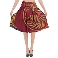 Holiday, Chinese New Year, Year Of The Tiger Flared Midi Skirt by nateshop