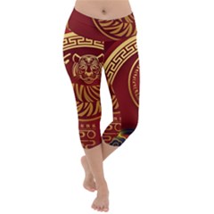 Holiday, Chinese New Year, Year Of The Tiger Lightweight Velour Capri Yoga Leggings by nateshop