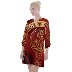 Holiday, Chinese New Year, Year Of The Tiger Open Neck Shift Dress by nateshop