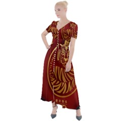 Holiday, Chinese New Year, Year Of The Tiger Button Up Short Sleeve Maxi Dress by nateshop