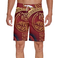 Holiday, Chinese New Year, Year Of The Tiger Men s Beach Shorts by nateshop