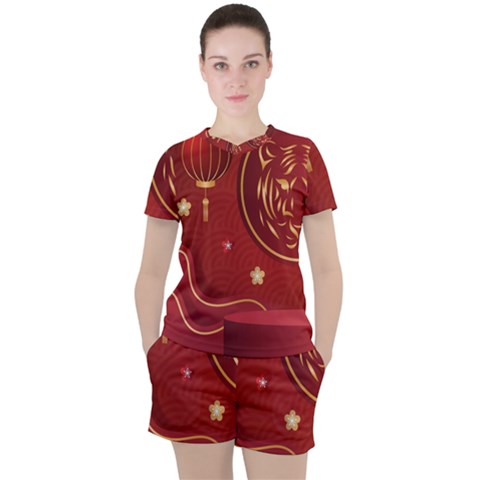 Holiday, Chinese New Year, Women s T-shirt And Shorts Set by nateshop