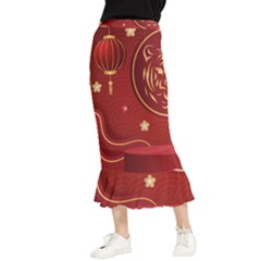 Holiday, Chinese New Year, Maxi Fishtail Chiffon Skirt by nateshop