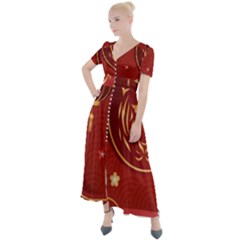 Holiday, Chinese New Year, Button Up Short Sleeve Maxi Dress by nateshop