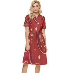 Holiday, Chinese New Year, Button Top Knee Length Dress by nateshop