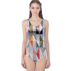 Mosaic, Colorful, Rhombuses, Pattern, Geometry One Piece Swimsuit by nateshop