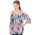 Mosaic, Colorful, Rhombuses, Pattern, Geometry Flutter Sleeve T-Shirt  View1