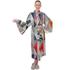 Mosaic, Colorful, Rhombuses, Pattern, Geometry Maxi Velvet Kimono