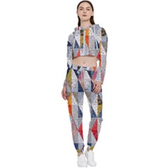 Mosaic, Colorful, Rhombuses, Pattern, Geometry Cropped Zip Up Lounge Set