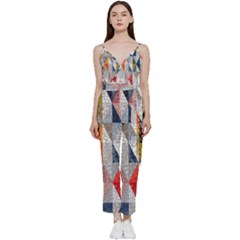 Mosaic, Colorful, Rhombuses, Pattern, Geometry V-neck Camisole Jumpsuit by nateshop