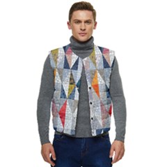 Mosaic, Colorful, Rhombuses, Pattern, Geometry Men s Button Up Puffer Vest	