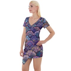 Texture, Pattern, Abstract Short Sleeve Asymmetric Mini Dress by nateshop