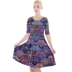 Texture, Pattern, Abstract Quarter Sleeve A-line Dress