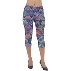 Texture, Pattern, Abstract Lightweight Velour Capri Leggings 