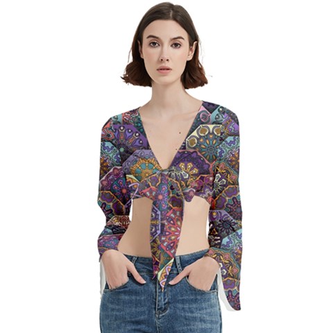 Texture, Pattern, Abstract Trumpet Sleeve Cropped Top by nateshop