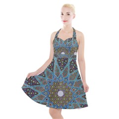 Tile, Geometry, Pattern, Points, Abstraction Halter Party Swing Dress  by nateshop