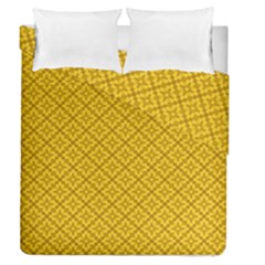 Yellow Floral Pattern Vintage Pattern, Yellow Background Duvet Cover Double Side (queen Size) by nateshop